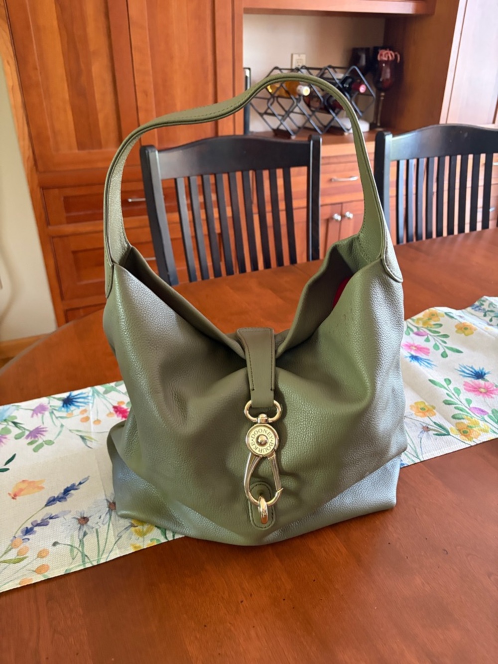 Dooney & Bourke Olive Green large Leather Hobo Shoulder Bag